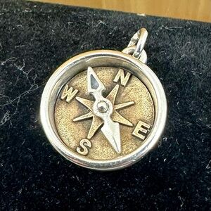 JAMES AVERY Sterling Silver Bronze The Way Spinner Compass Charm Pendant RETIRED
